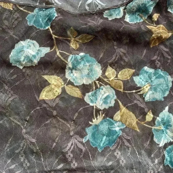 🔥Zara🔥 | Grey and blue floral sheer Y2K  long sleeve top - Picture 3 of 9